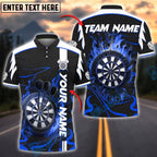 BlueJose Darts Flaming Dartboard Blaze Customized Name, Team Name 3D Shirt (4 Colors)