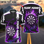 BlueJose Darts Flaming Dartboard Blaze Customized Name, Team Name 3D Shirt (4 Colors)
