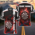BlueJose Darts Flaming Dartboard Blaze Customized Name, Team Name 3D Shirt (4 Colors)