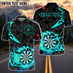 BlueJose Darts Flaming Dartboard Tribal Arrows Personalized Name, Team Name Shirt (4 Colors)