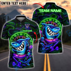 BlueJose Darts Neon Shark Dartboard Design Personalized Name, Team Name Shirt (4 Colors)