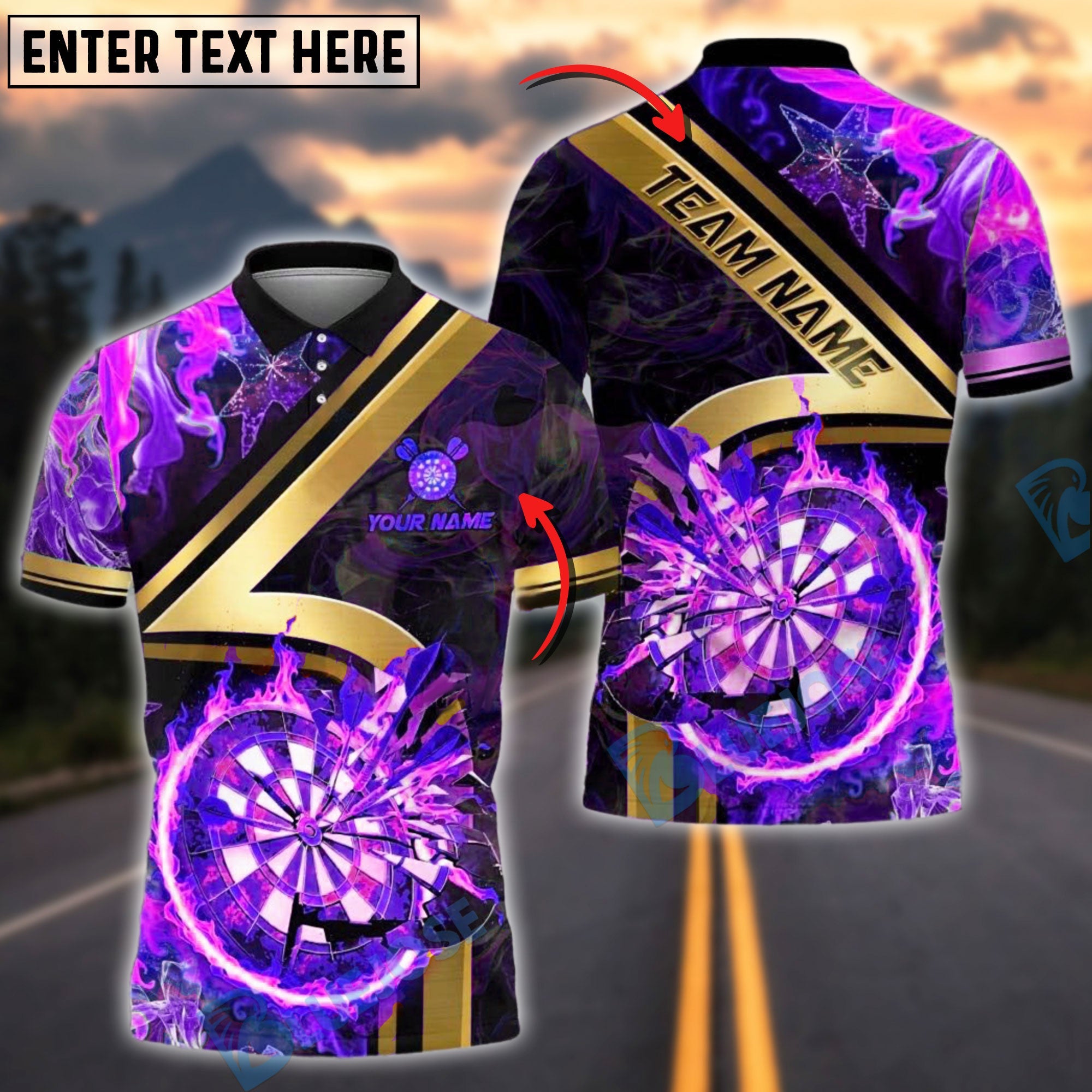 BlueJose Darts Flame Explosion Customized Name, Team Name 3D Shirt (4 Colors)