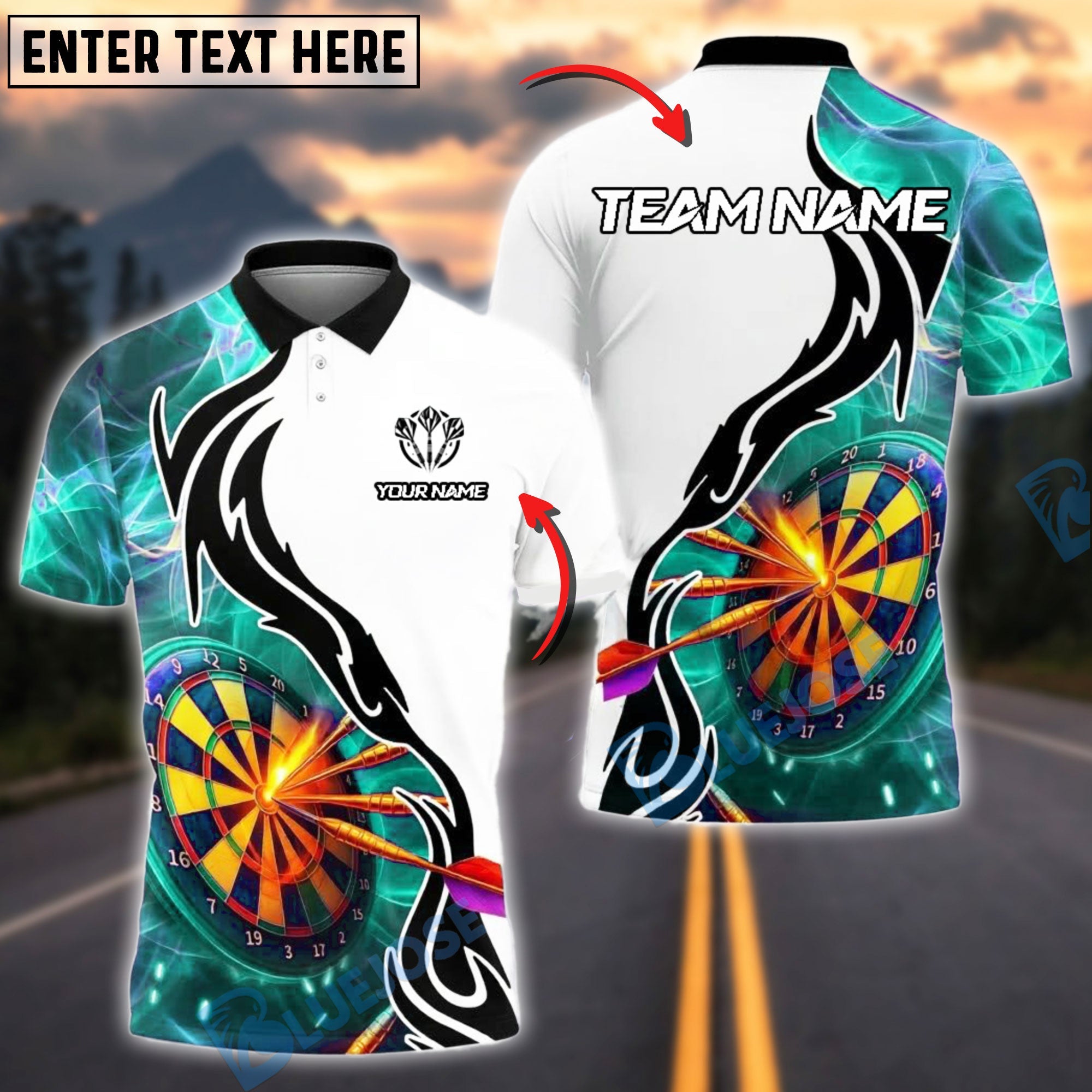 BlueJose Darts Tribal Energy Customized Name, Team Name 3D Shirt (4 Colors)