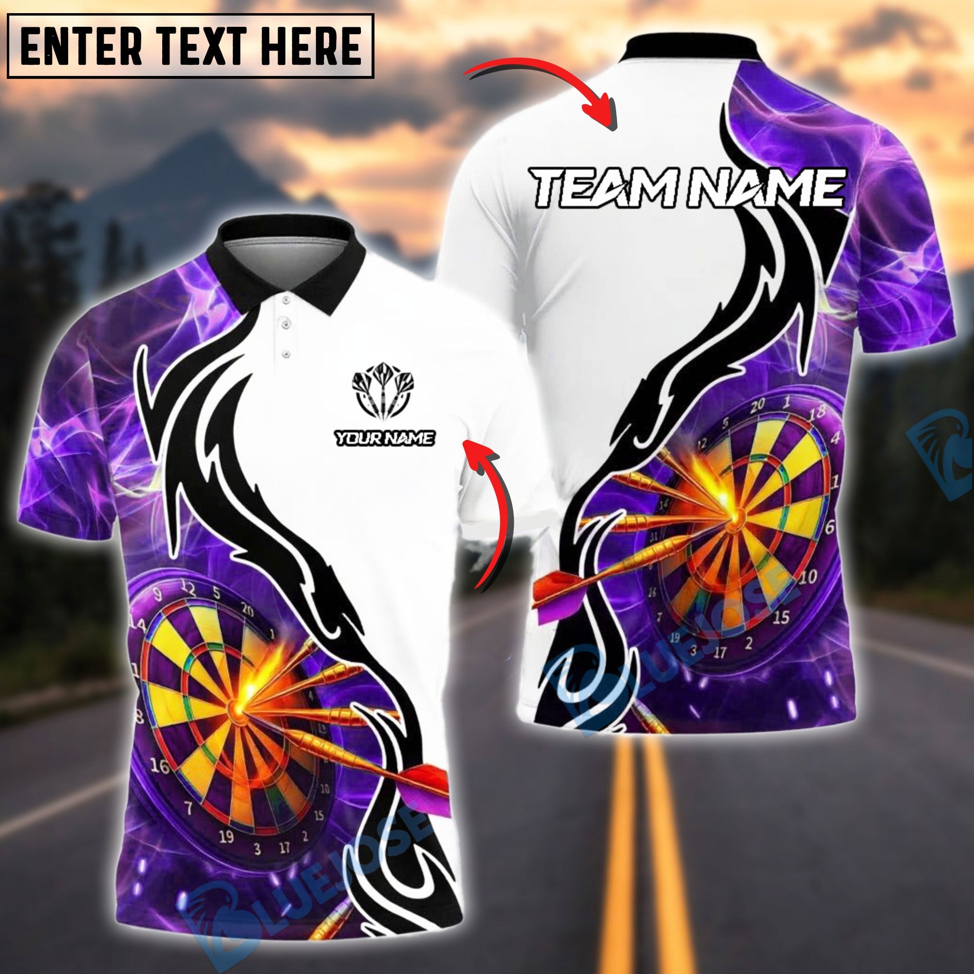 BlueJose Darts Tribal Energy Customized Name, Team Name 3D Shirt (4 Colors)