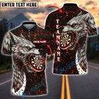 BlueJose Darts Wolf Lava Cracks Customized Name, Team Name 3D Shirt (4 Colors)