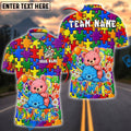 BlueJose Darts Autism Puzzle Bears Design Personalized Name, Team Name Shirt