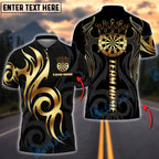BlueJose Darts Golden Dartboard Crown Tribal Pattern Personalized Name, Team Name Shirt (6 Colors)