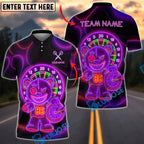 BlueJose Darts Neon Dartboard Bear Holding Darts Customized Name, Team Name 3D Shirt (4 Colors)
