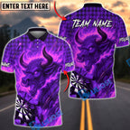 BlueJose Darts Bull Fire Flames Caro Pattern Multicolor Options Personalized Name Shirt (4 Colors)
