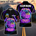BlueJose Darts No Tips Funny Shirt Neon Pub Style Customized Name, Team Name 3D Shirt (4 Colors)