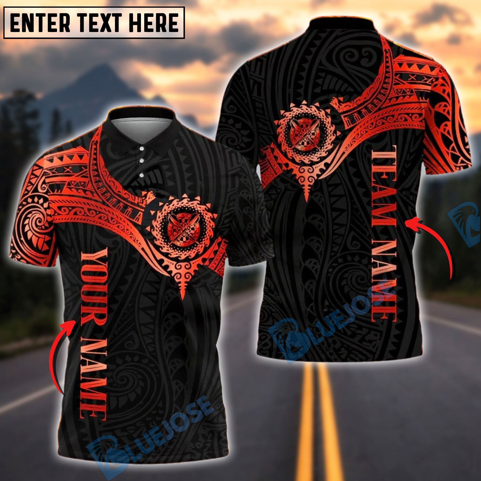 BlueJose Darts Golden Tribal Pattern Customized Name, Team Name 3D Shirt (4 Colors)