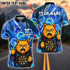 BlueJose Darts Cat Neon Angry Cat Customized Name, Team Name 3D Shirt (4 Colors)