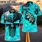 BlueJose Darts Skull Punisher Flame Customized Name, Team Name 3D Shirt (4 Colors)