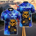 BlueJose Darts Cool Lion Sunglasses Neon Customized Name, Team Name 3D Shirt (4 Colors)