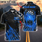 BlueJose Darts Skull Fire Flame Customized Name, Team Name 3D Shirt (4 Colors)