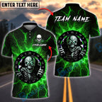 BlueJose Darts Lightning Evil Skull Board Customized Name, Team Name 3D Shirt (4 Colors)