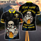 BlueJose Darts Skull Beer Mug That‚Äôs Why I‚Äôm Here Customized Name, Team Name 3D Shirt (4 Colors)