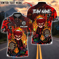 BlueJose Darts Flaming Skeleton Warrior Neon Customized Name, Team Name 3D Shirt (4 Colors)