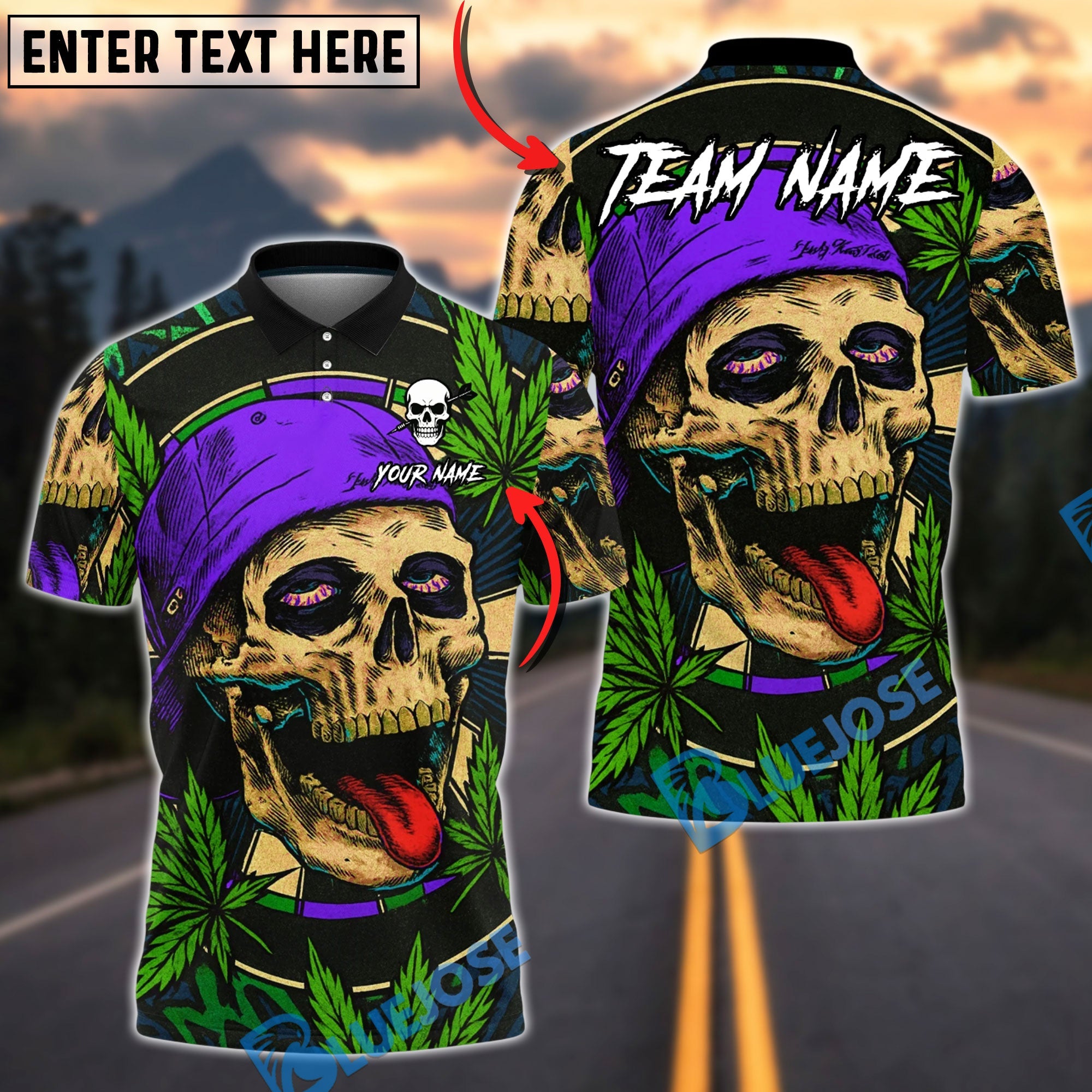 BlueJose Darts Skull Weed Beanie High Skull Art Multicolor Options Personalized Name Shirt (4 Colors)