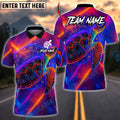 BlueJose Darts Turtle Dartboard Neon Glow Pattern Multicolor Options Personalized Name Shirt (4 Colors)