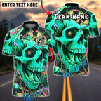 BlueJose Darts Psychedelic Skull Dartboard Neon Art Personalized Name, Team Name Unisex Shirt (4 Colors)
