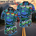 BlueJose Darts Funny Green Leaf Dartboard Cartoon Personalized Name, Team Name Unisex Shirt (4 Colors)