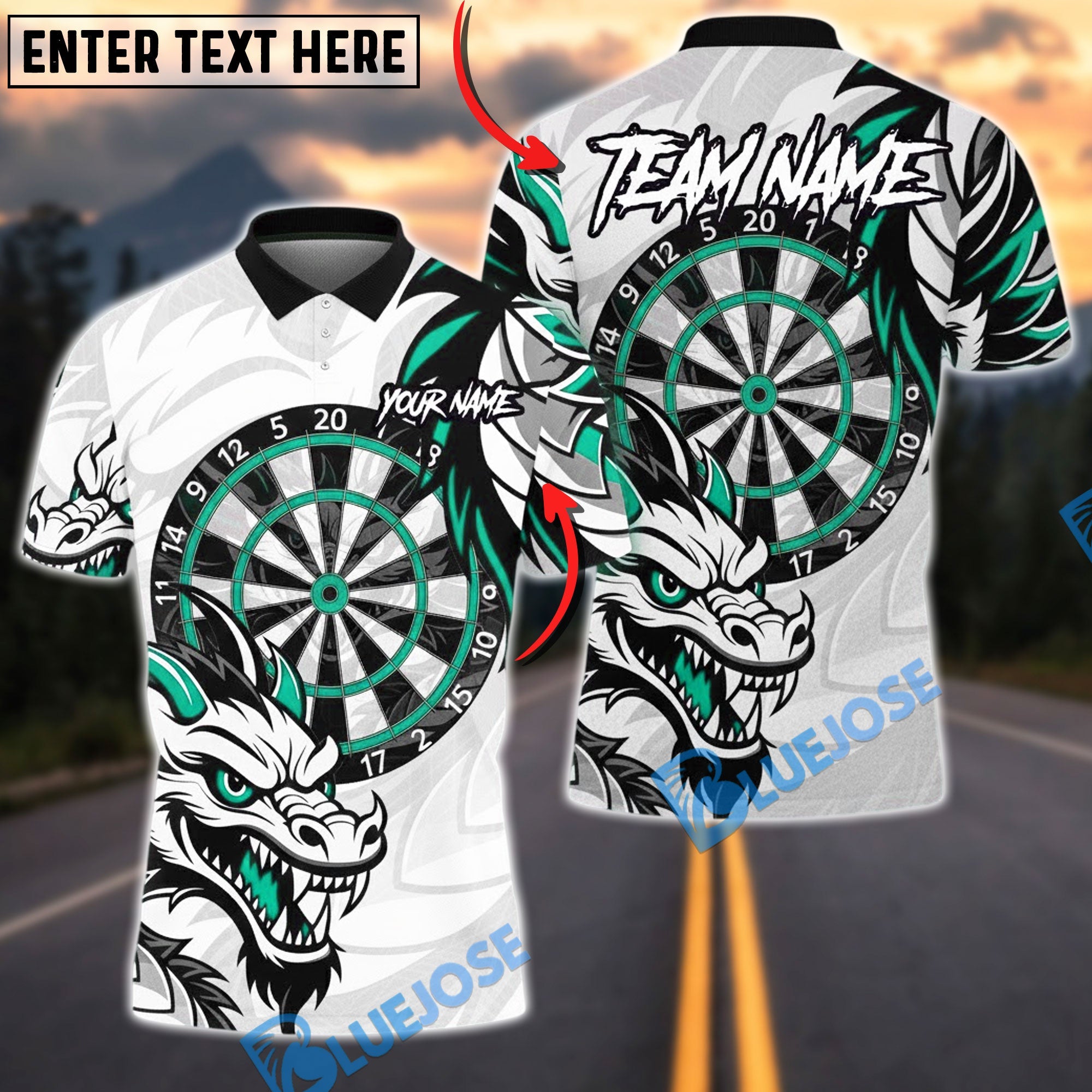 BlueJose Darts Dragon Dartboard Strike Multicolor Options Personalized Name Shirt (4 Colors)