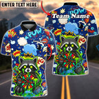 BlueJose Darts Raccoon Dartboard Comic Explosion Multicolor Options Personalized Name Shirt (4 Colors)