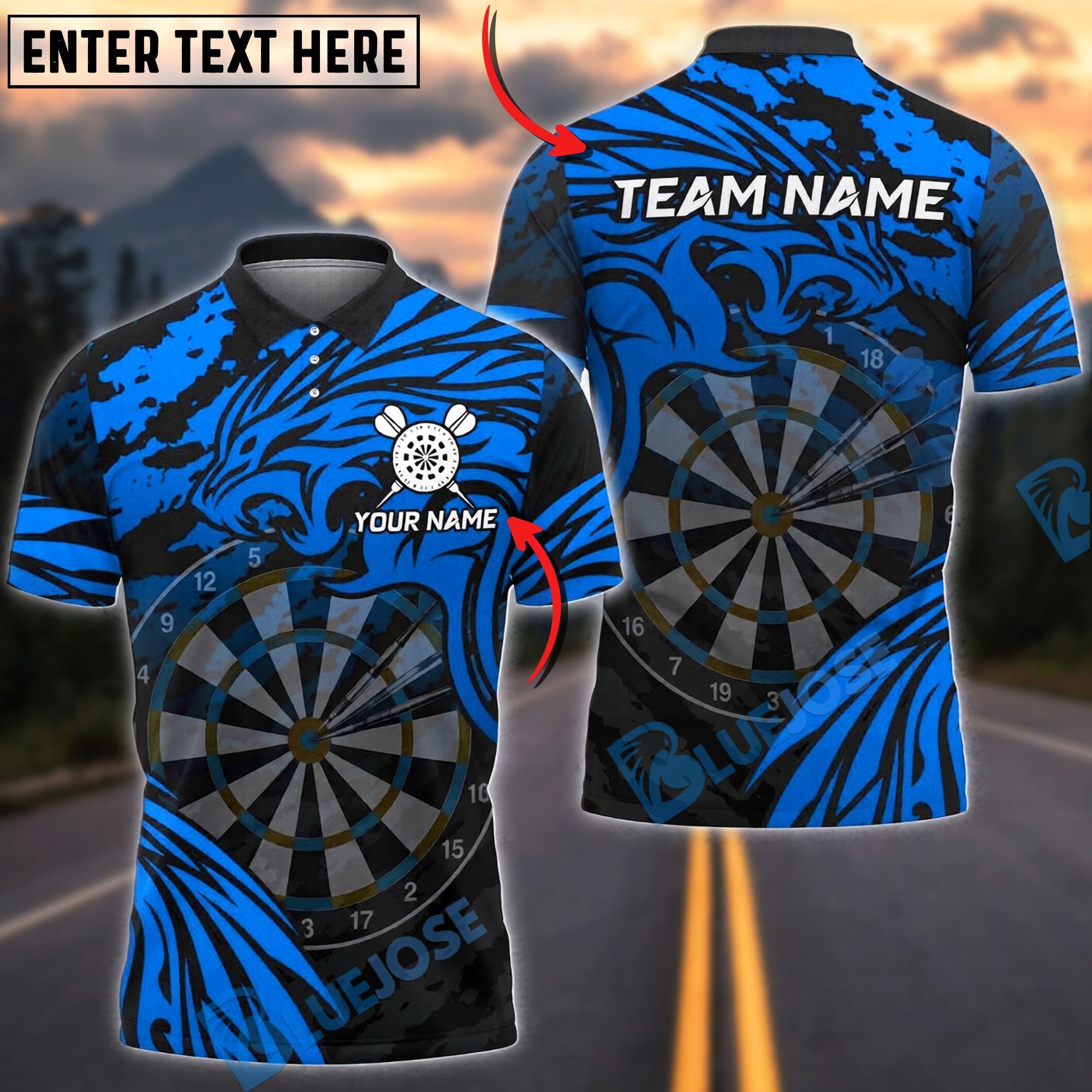BlueJose Darts Lion Beast Mode Personalized Name, Team Name Unisex Shirt (4 Colors)