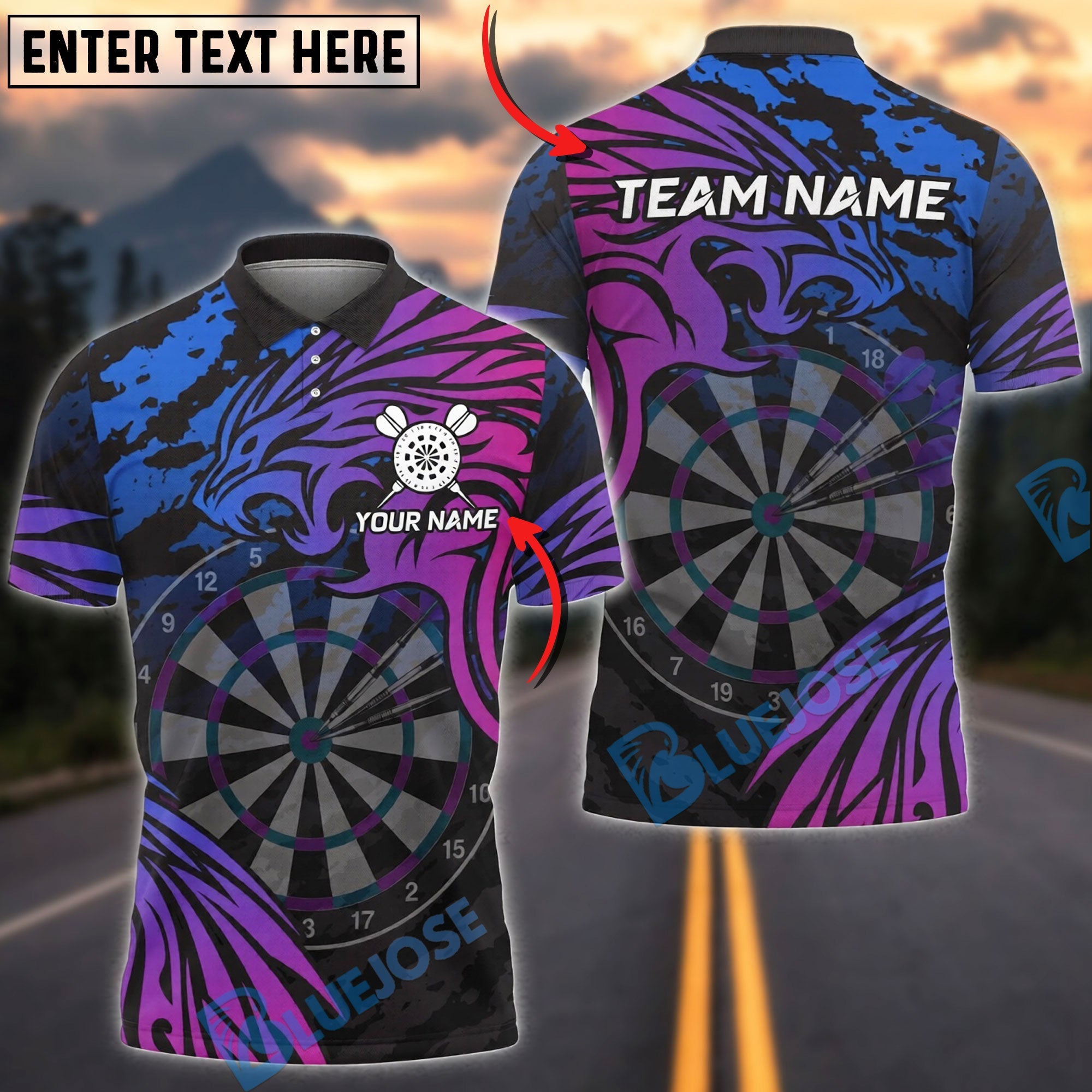 BlueJose Darts Lion Beast Mode Personalized Name, Team Name Unisex Shirt (4 Colors)
