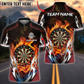BlueJose Darts Dartboard Fire Silver Storm Personalized Name, Team Name Unisex Shirt (4 Colors)