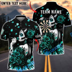 BlueJose Darts Sugar Skull Lady Rose Gothic Style Personalized Name, Team Name Unisex Shirt (6 Colors)