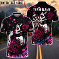 BlueJose Darts Sugar Skull Lady Rose Gothic Style Personalized Name, Team Name Unisex Shirt (6 Colors)