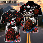 BlueJose Darts Sugar Skull Lady Rose Gothic Style Personalized Name, Team Name Unisex Shirt (6 Colors)