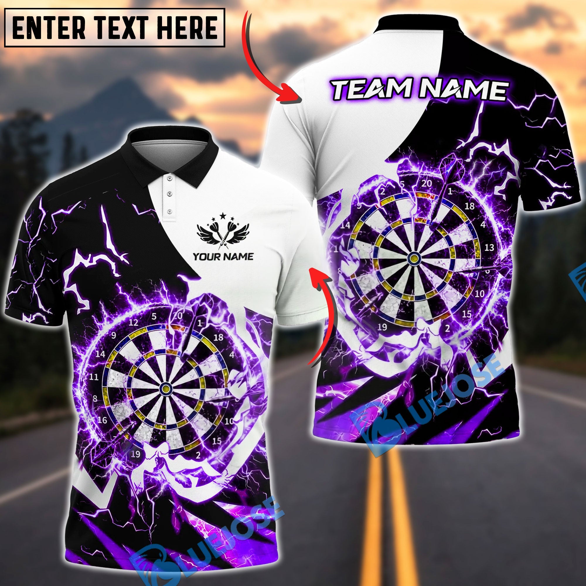 BlueJose Darts Dartboard Storm Power Personalized Name, Team Name Unisex Shirt (6 Colors)