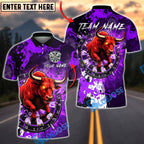 BlueJose Darts Bull Rage Fiery Dartboard Multicolor Options Personalized Name Shirt (4 Colors)