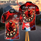 BlueJose Darts Bull Rage Fiery Dartboard Multicolor Options Personalized Name Shirt (4 Colors)