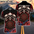 BlueJose Darts Triple Skull Dark Blood Multicolor Options Personalized Name Shirt (4 Colors)