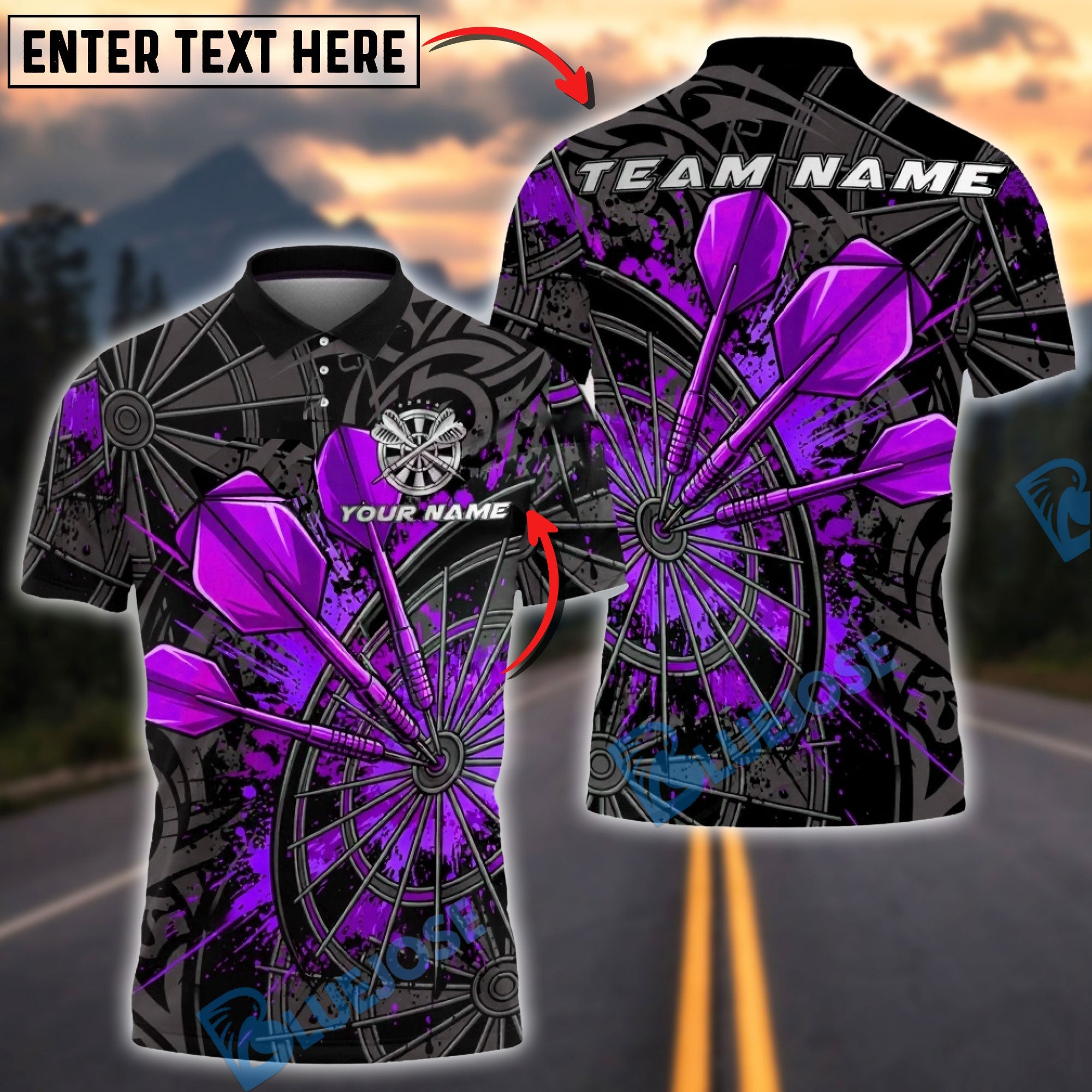 BlueJose Darts Steel Triple Dart Precision Multicolor Options Personalized Name Shirt (4 Colors)