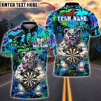 BlueJose Darts Angry Bear Holding Dartboard Graffiti Art Multicolor Options Personalized Name Shirt (4 Colors)