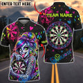BlueJose Darts Crazy Skull Girl Rainbow Graffiti Personalized Name Shirt