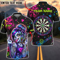 BlueJose Darts  Punk Skull Girl Dark Neon Style Personalized Name Shirt