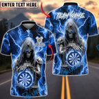 BlueJose Darts Grim Reaper Lightning Gothic Style Personalized Name, Team Name Unisex Shirt (4 Colors)