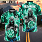 BlueJose Darts Grim Reaper Lightning Gothic Style Personalized Name, Team Name Unisex Shirt (4 Colors)