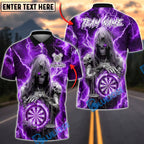 BlueJose Darts Grim Reaper Lightning Gothic Style Personalized Name, Team Name Unisex Shirt (4 Colors)