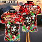 BlueJose Darts Cartoon Dartboard Character Graffiti Style Multicolor Options Personalized Name Shirt (4 Colors)
