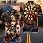 BlueJose Darts Joker Mask Dartboard Casino Style Multicolor Options Personalized Name Shirt (4 Colors)