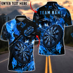 BlueJose Darts Dartboard Fire Flame Dark Style Multicolor Options Personalized Name Shirt (4 Colors)