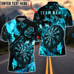 BlueJose Darts Dartboard Fire Flame Dark Style Multicolor Options Personalized Name Shirt (4 Colors)