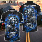 BlueJose Darts Grim Reaper Flame Dartboard Dark Style Personalized Name, Team Name Unisex Shirt (4 Colors)